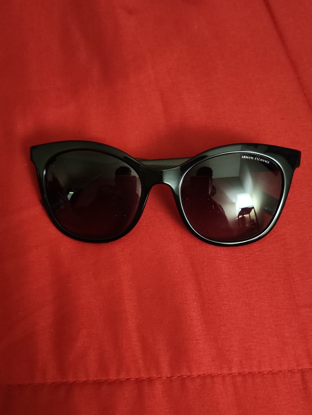 Armani Exchange Glossy Black Cat-Eye Sunglasses